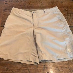 North Face khaki nylon board/workout shorts